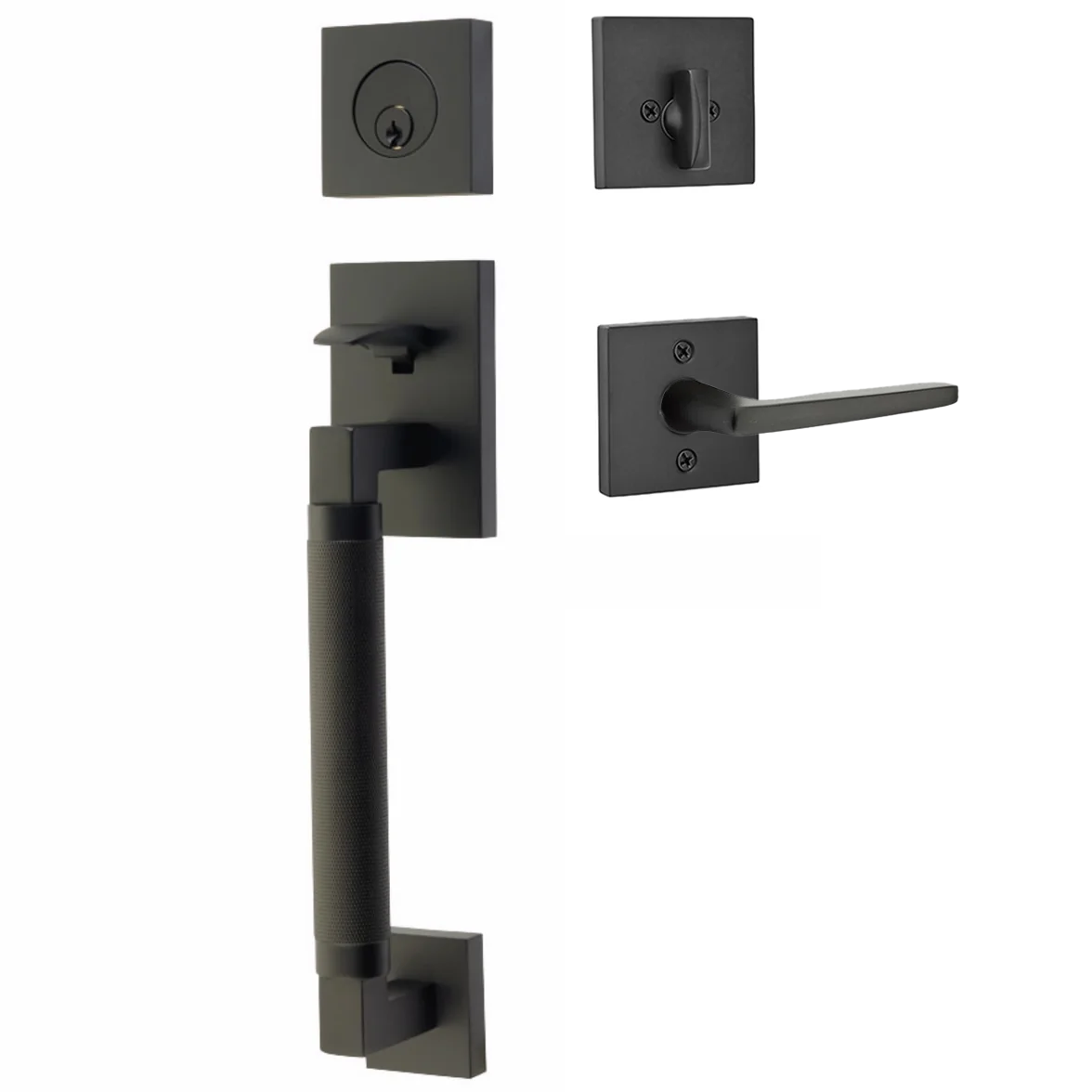 Emtek Hercules Smooth Tubular Entry Set Sectional with Hermes Lever