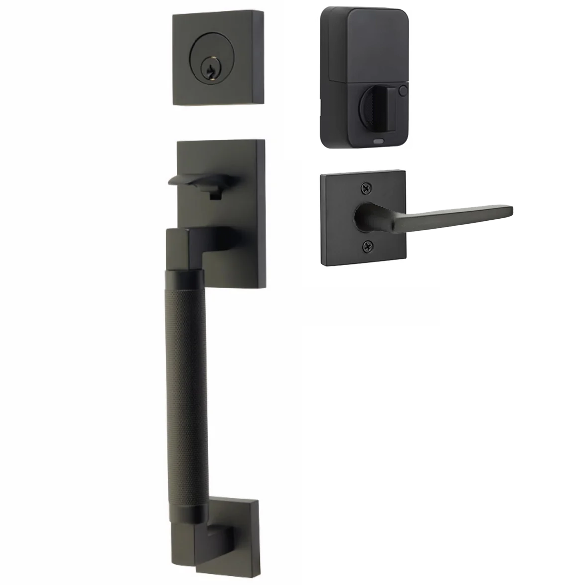 Emtek Hercules Smooth Tubular Entry Set Sectional with Hermes Lever