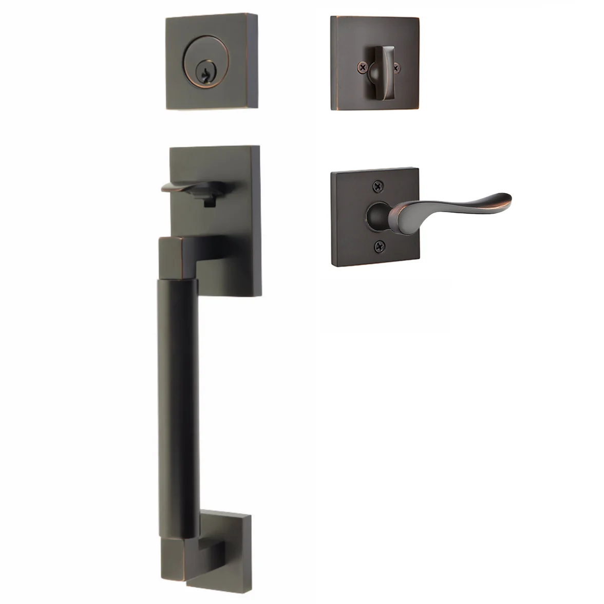 Emtek Hercules Smooth Tubular Entry Set Sectional with Luzern Lever