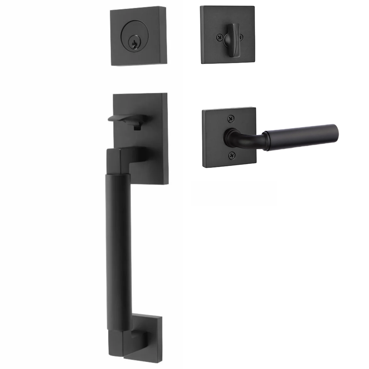 Emtek Hercules Smooth Tubular Entry Set Sectional with Manning Lever
