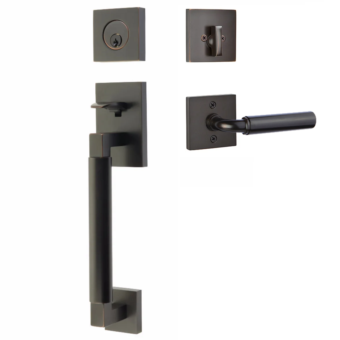 Emtek Hercules Smooth Tubular Entry Set Sectional with Manning Lever