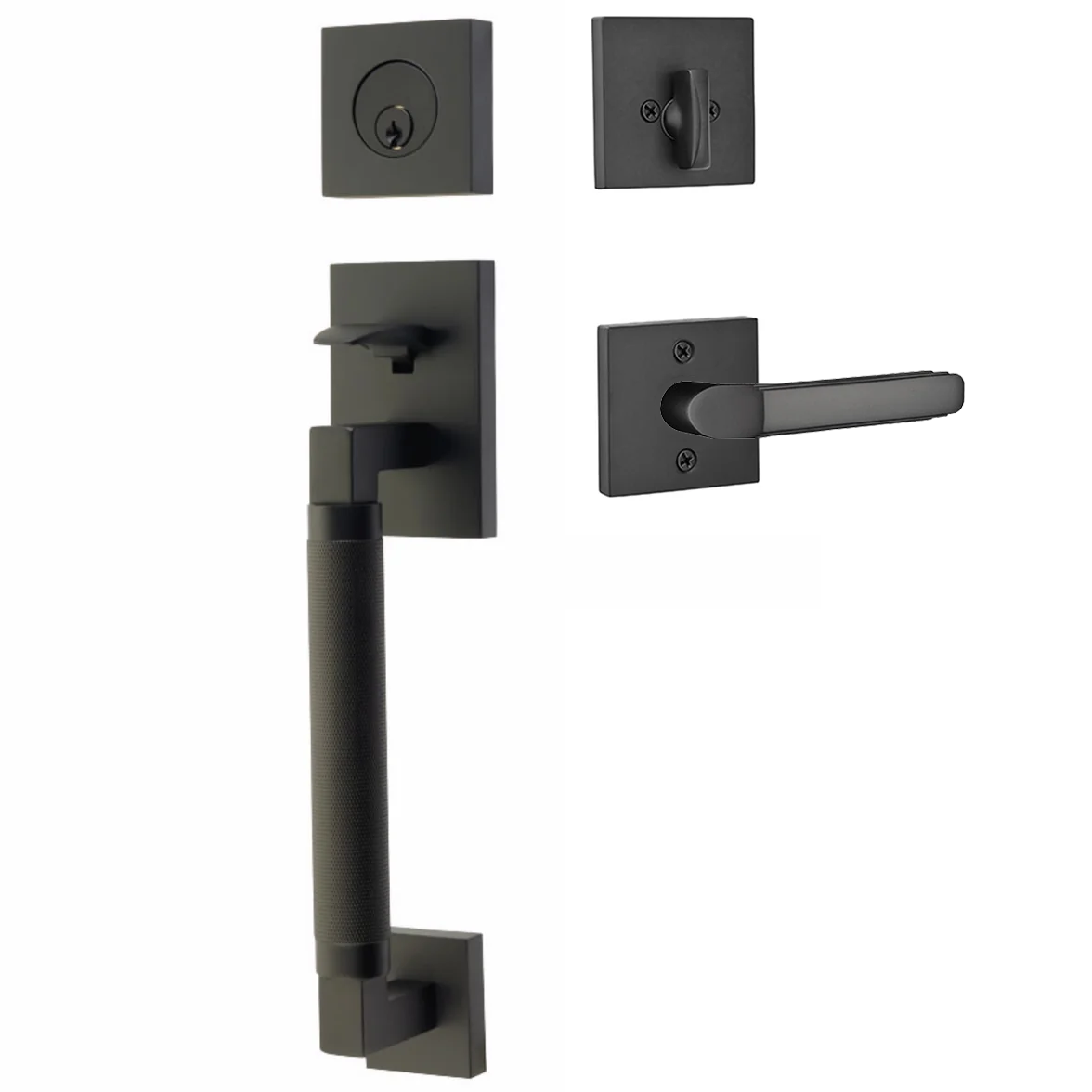 Emtek Hercules Knurled Tubular Entry Set Sectional with Milano Lever