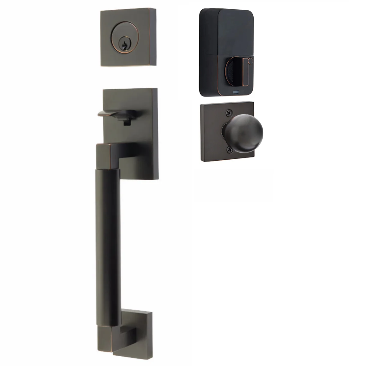 Emtek Hercules Smooth Tubular Entry Set Sectional with Orb Knob