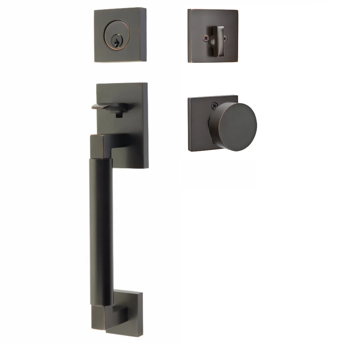 Emtek Hercules Smooth Tubular Entry Set Sectional with Round Knob