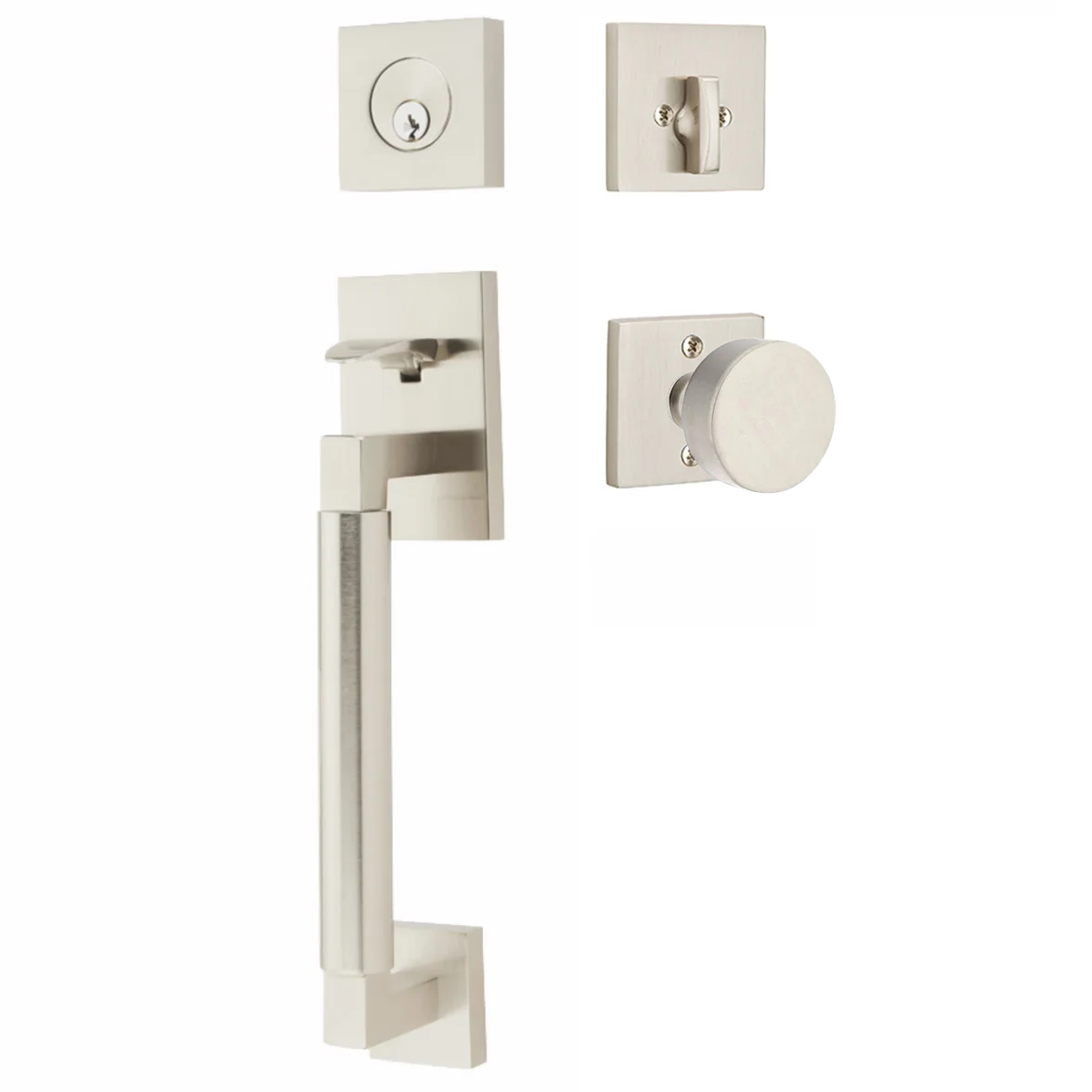 Emtek Hercules Smooth Tubular Entry Set Sectional with Round Knob