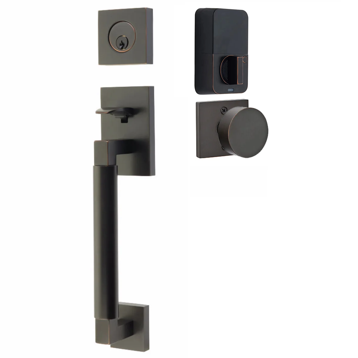 Emtek Hercules Smooth Tubular Entry Set Sectional with Round Knob