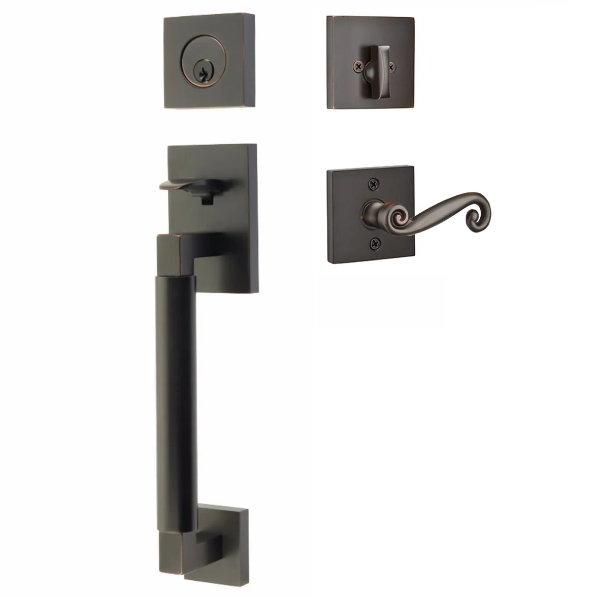 Emtek Hercules Smooth Tubular Entry Set Sectional with Rustic Lever