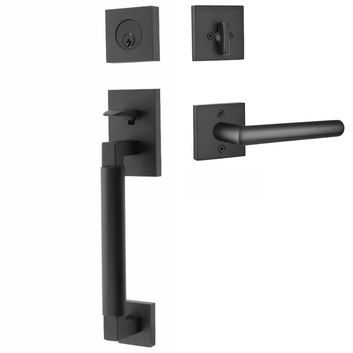 Emtek Hercules Smooth Tubular Entry Set Sectional with Stuttgart Lever