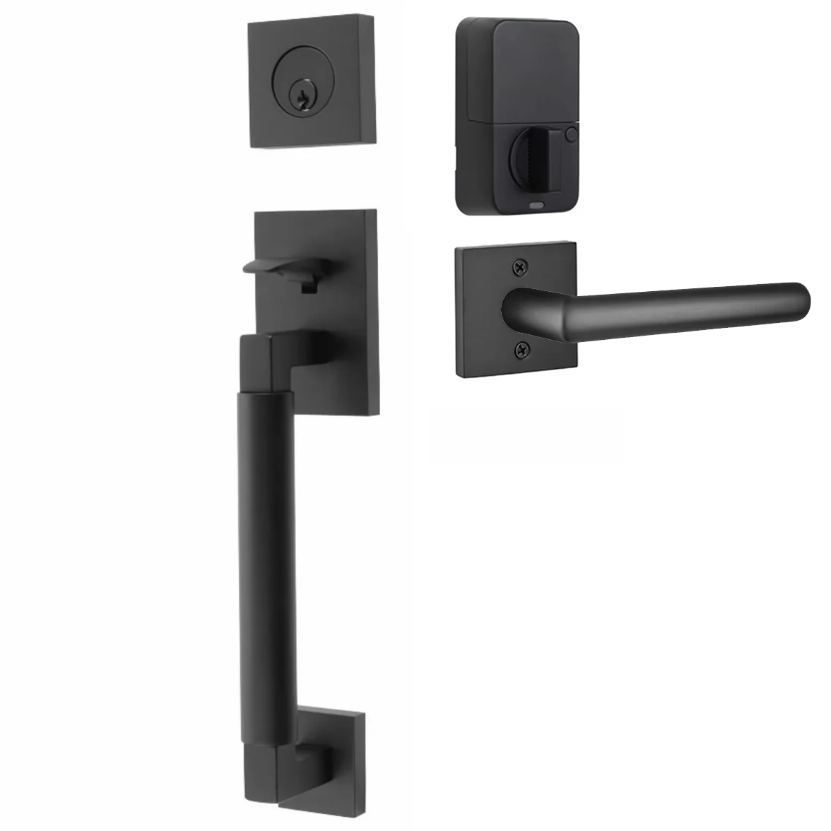 Emtek Hercules Smooth Tubular Entry Set Sectional with Stuttgart Lever
