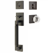 Emtek Hercules Smooth Tubular Entry Set Sectional with Diamond Glass Knob