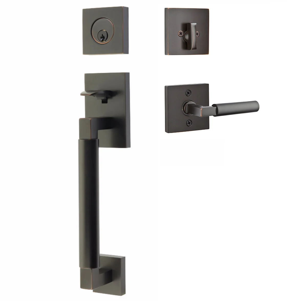 Emtek Hercules Smooth Tubular Entry Set Sectional with Hercules Lever