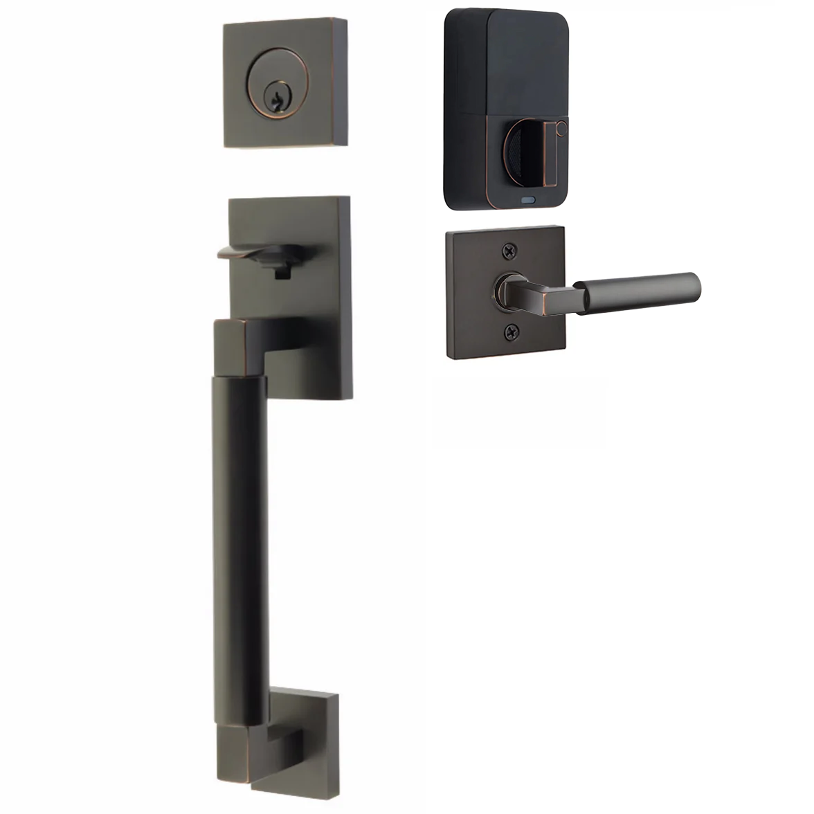 Emtek Hercules Smooth Tubular Entry Set Sectional with Hercules Lever