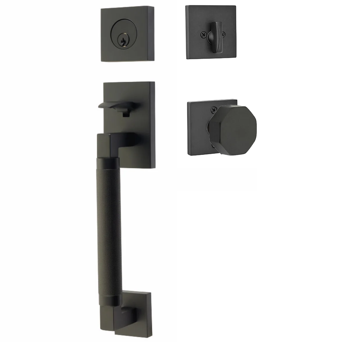 Emtek Hercules Smooth Tubular Entry Set Sectional with Octagon Knob