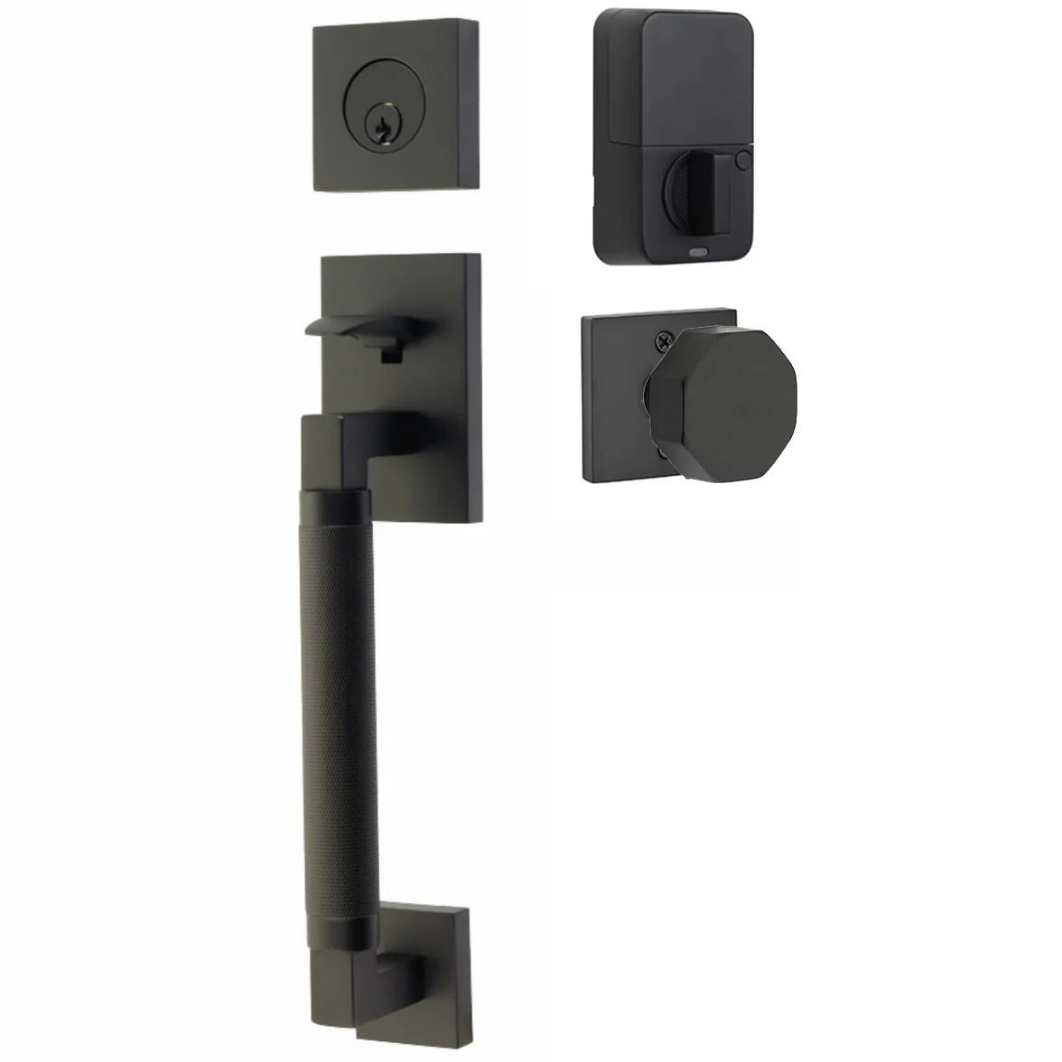 Emtek Hercules Smooth Tubular Entry Set Sectional with Octagon Knob