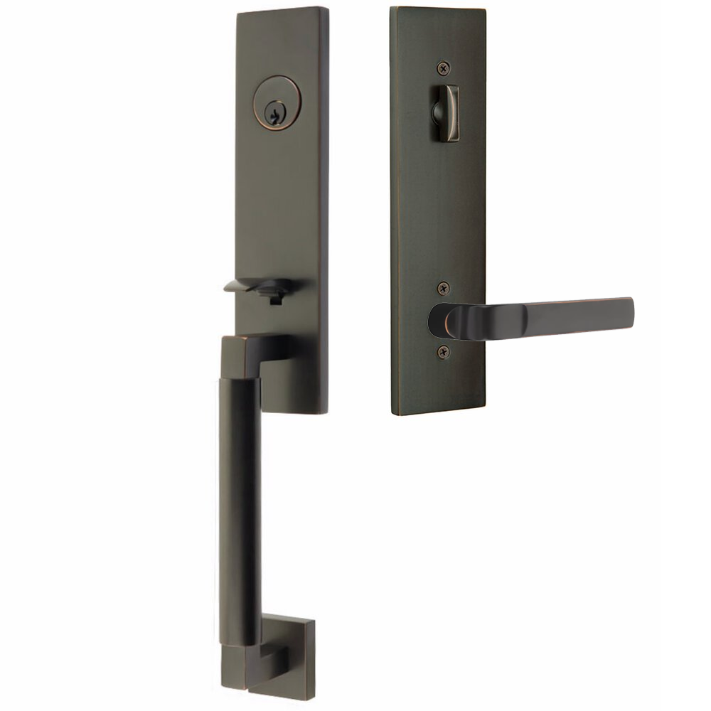 Emtek Hercules Smooth Tubular Entry Set Monolithic with Aston Lever