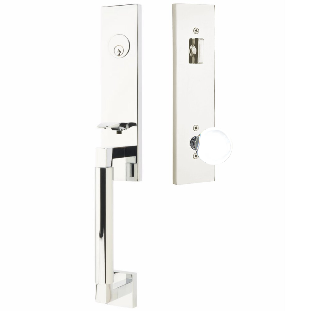 Emtek Hercules Smooth Tubular Entry Set Monolithic with Bristol Glass Knob