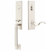 Emtek Hercules Smooth Tubular Entry Set Monolithic with Cortina Lever