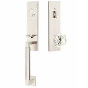 Emtek Hercules Smooth Tubular Entry Set Monolithic with Diamond Glass Knob