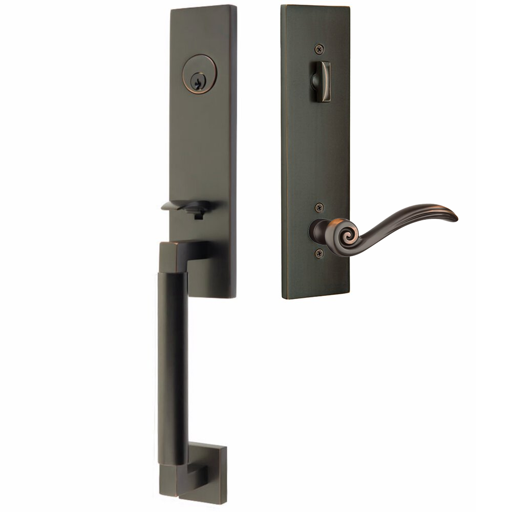 Emtek Hercules Smooth Tubular Entry Set Monolithic with Elan Lever