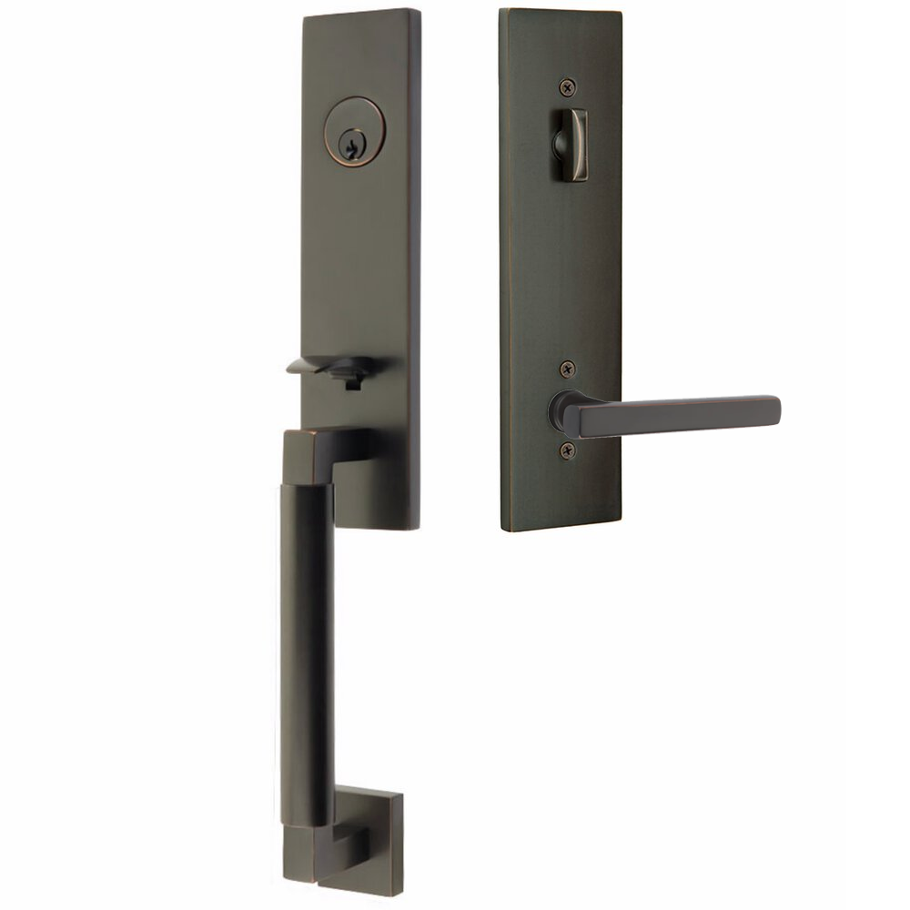 Emtek Hercules Smooth Tubular Entry Set Monolithic with Freestone Lever