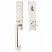 Emtek Hercules Smooth Tubular Entry Set Monolithic with Georgetown Glass Knob