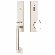 Emtek Hercules Smooth Tubular Entry Set Monolithic with Hampton Glass Knob