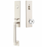 Emtek Hercules Smooth Tubular Entry Set Monolithic with Lowell Glass Knob