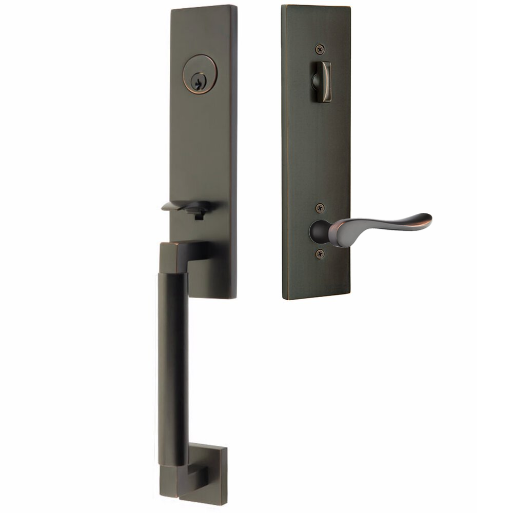 Emtek Hercules Smooth Tubular Entry Set Monolithic with Luzern Lever