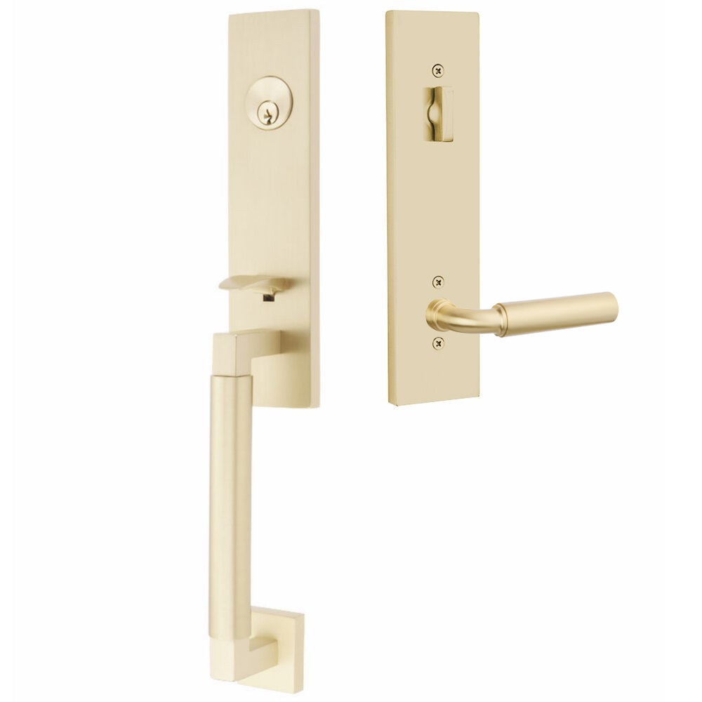 Emtek Hercules Smooth Tubular Entry Set Monolithic with Manning Lever