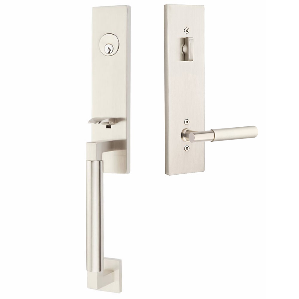 Emtek Hercules Smooth Tubular Entry Set Monolithic with Myles Lever