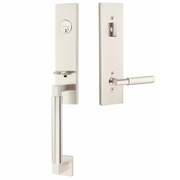 Emtek Hercules Smooth Tubular Entry Set Monolithic with Myles Lever