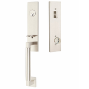 Emtek Hercules Smooth Tubular Entry Set Monolithic with Providence Glass Knob