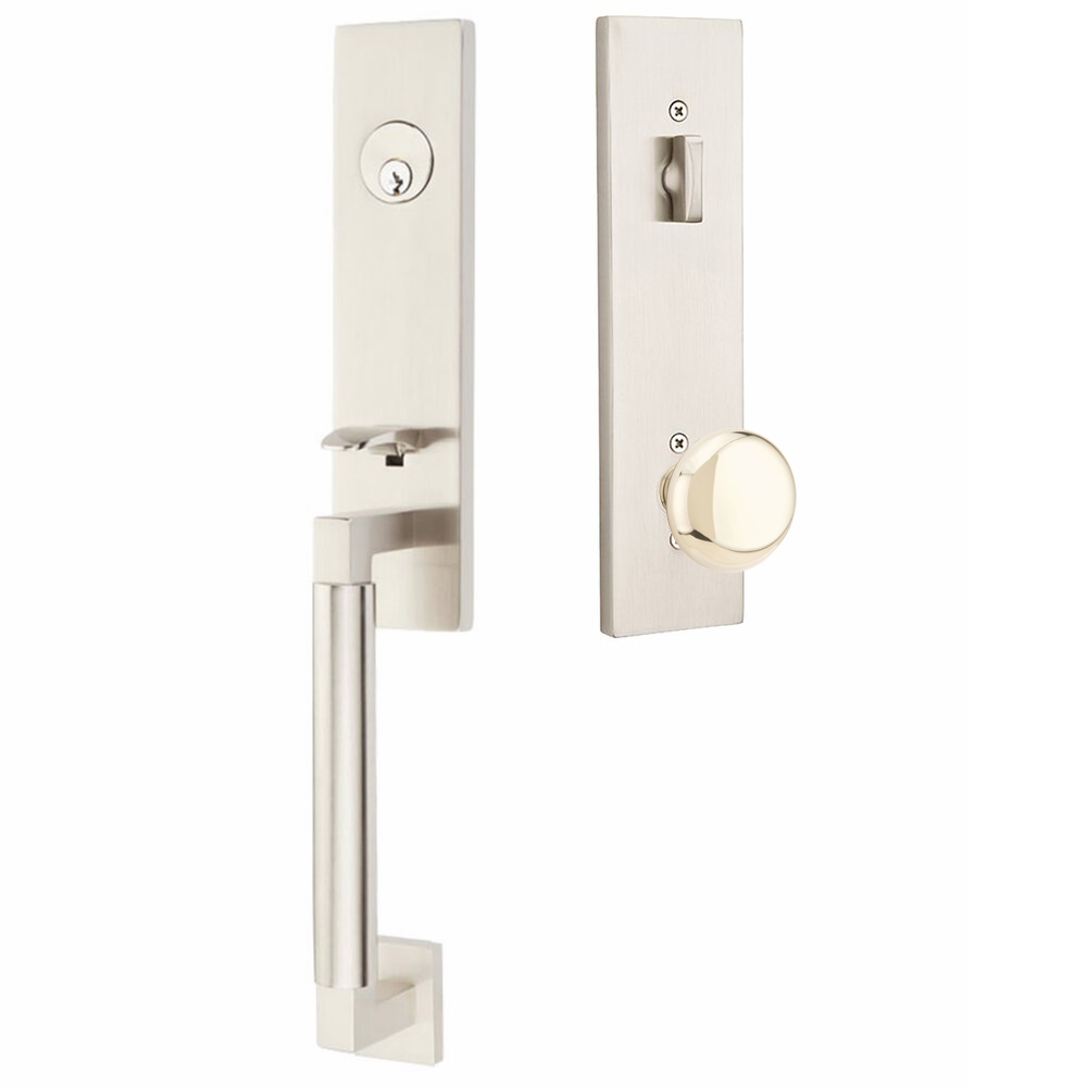 Emtek Hercules Smooth Tubular Entry Set Monolithic with Providence Knob