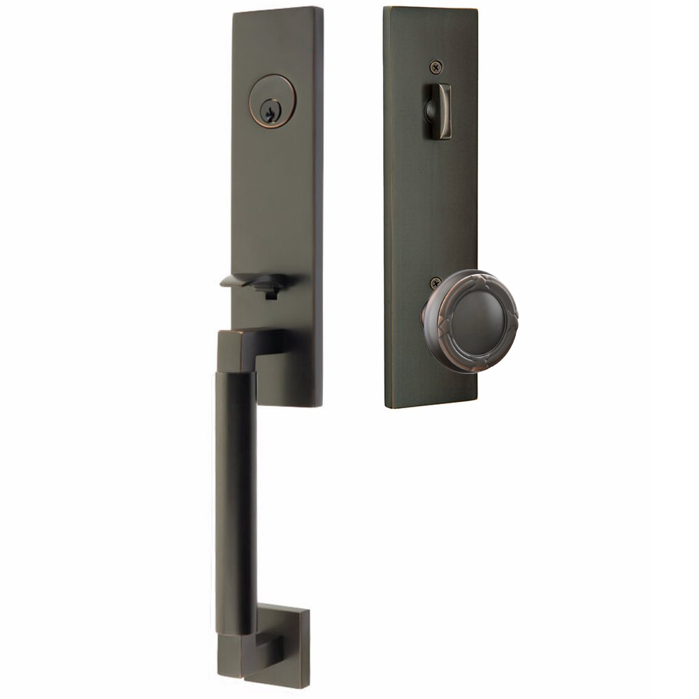 Emtek Hercules Smooth Tubular Entry Set Monolithic with Ribbon & Reed Knob