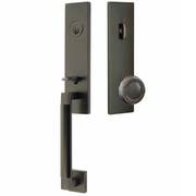 Emtek Hercules Smooth Tubular Entry Set Monolithic with Ribbon & Reed Knob