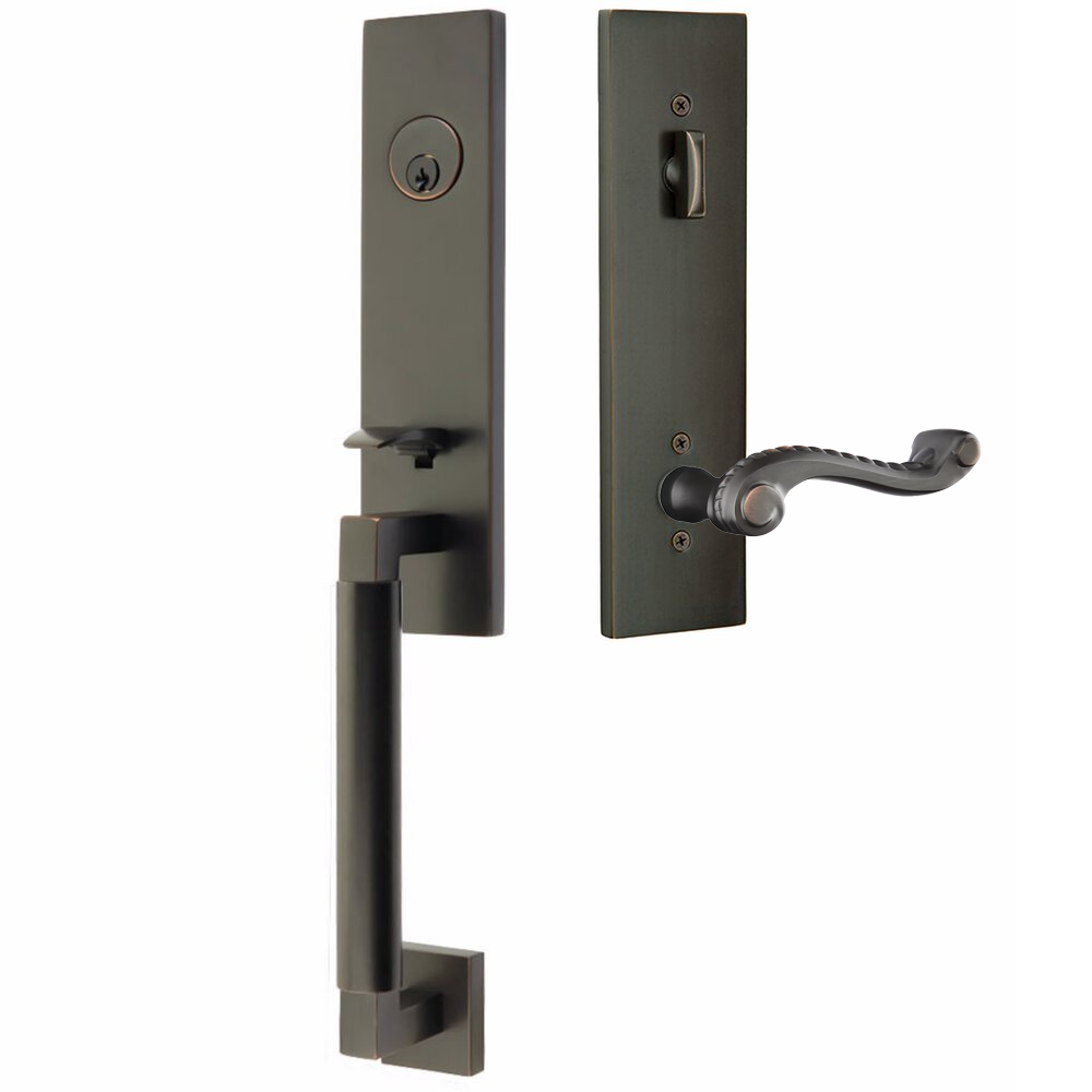 Emtek Hercules Smooth Tubular Entry Set Monolithic with Rope Lever ...
