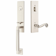 Emtek Hercules Smooth Tubular Entry Set Monolithic with Rustic Lever