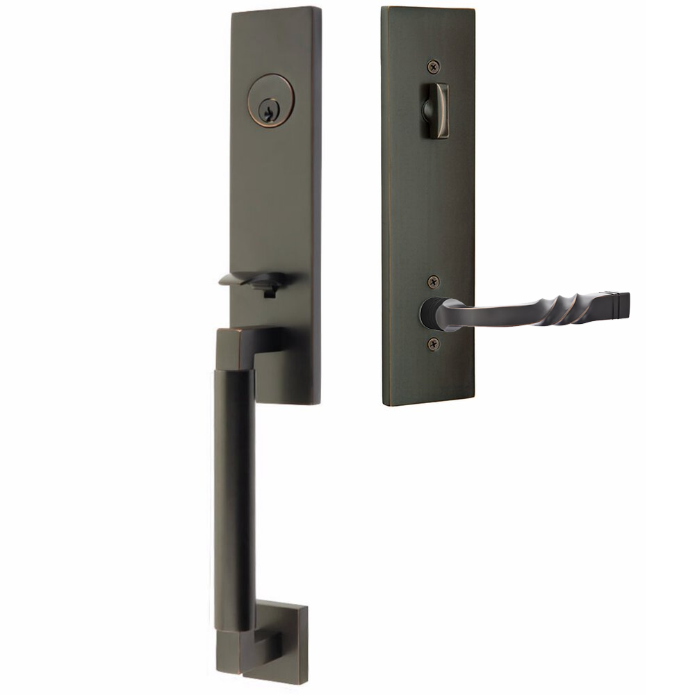 Emtek Hercules Smooth Tubular Entry Set Monolithic with Santa Fe Lever