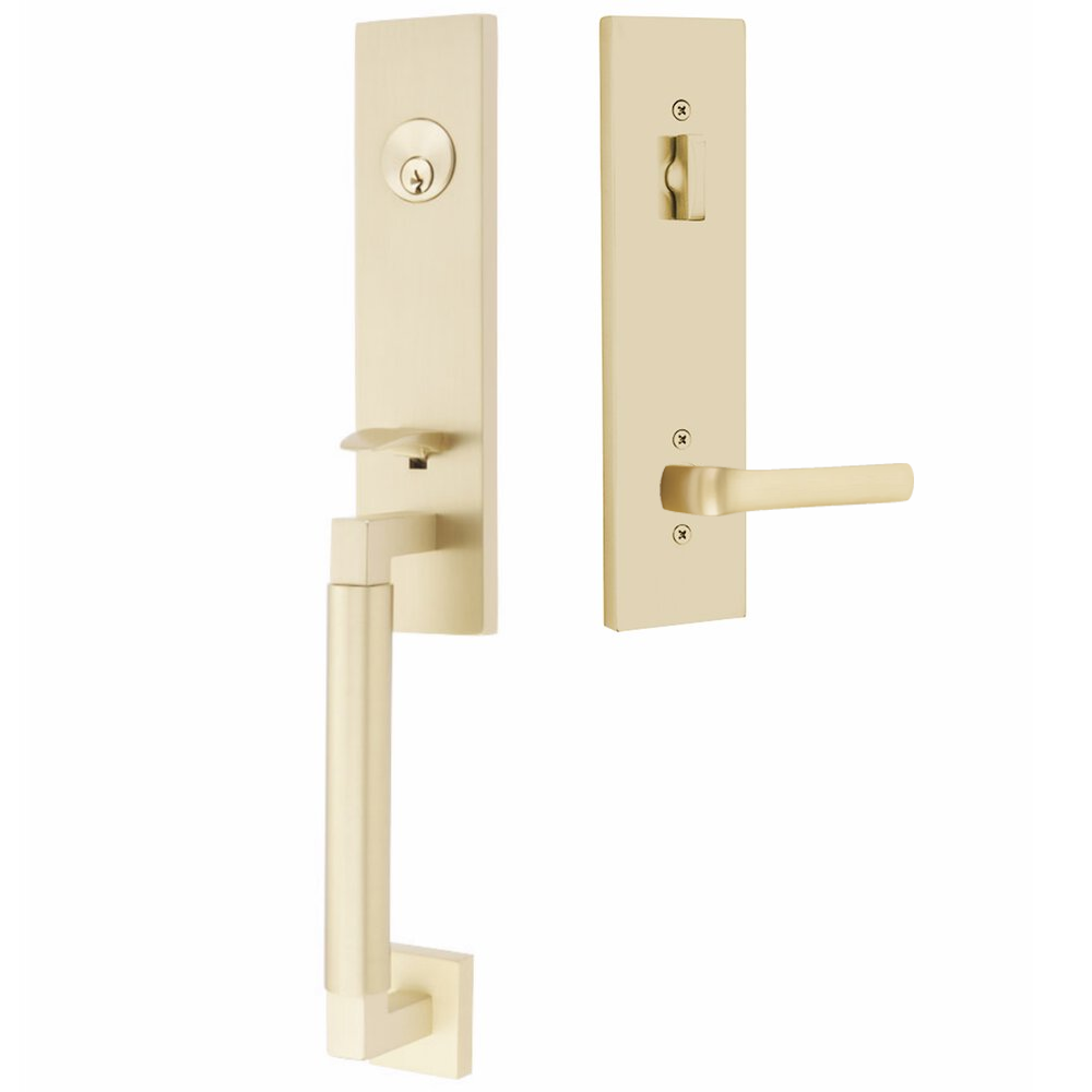 Emtek Hercules Smooth Tubular Entry Set Monolithic with Spencer Lever