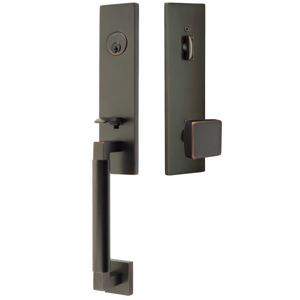 Emtek Hercules Smooth Tubular Entry Set Monolithic with Square Knob