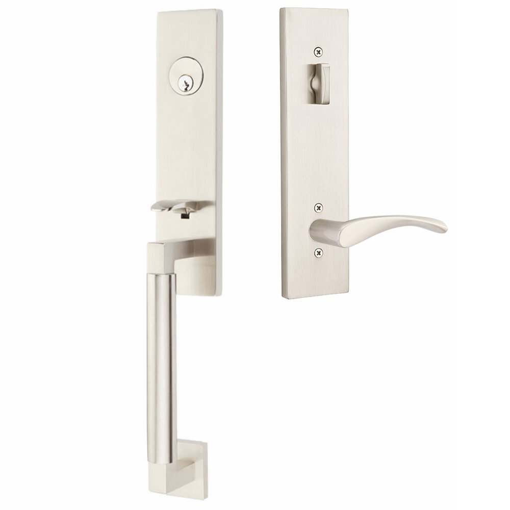 Emtek Hercules Smooth Tubular Entry Set Monolithic with Triton Lever