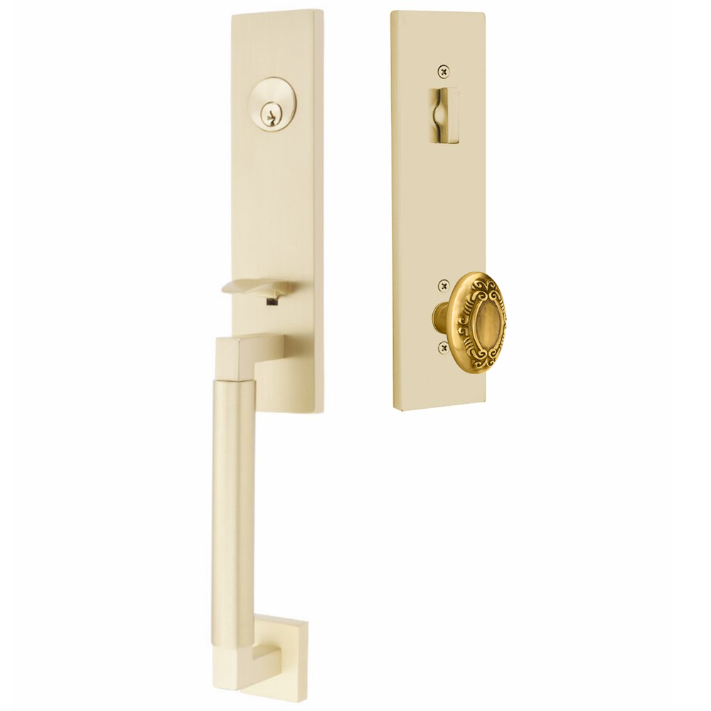 Emtek Hercules Smooth Tubular Entry Set Monolithic with Victoria Knob