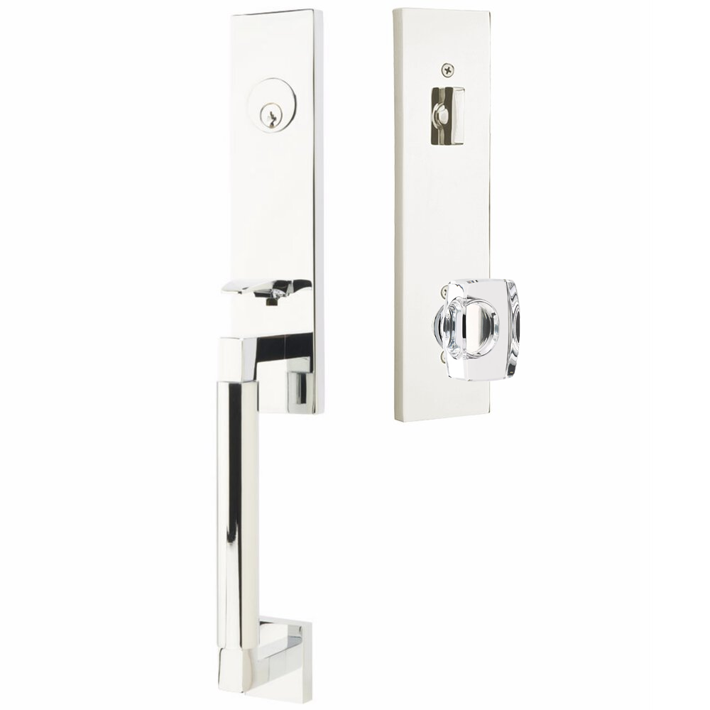 Emtek Hercules Smooth Tubular Entry Set Monolithic with Windsor Glass Knob