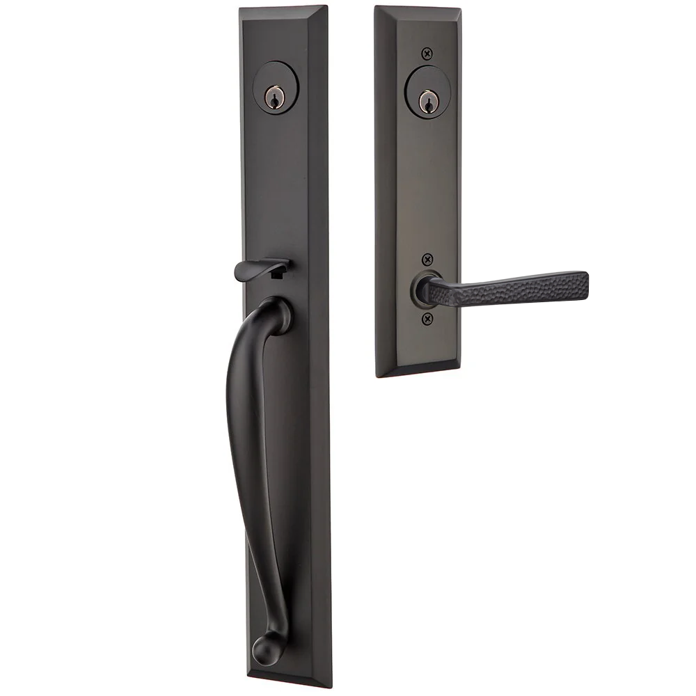 Emtek Jefferson Tubular Entryset Full Length with Hammered Lever