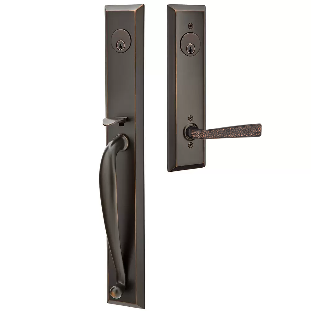 Emtek Jefferson Tubular Entryset Full Length with Hammered Lever