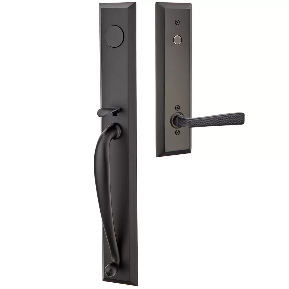 Emtek Jefferson Tubular Entryset Full Length with Hammered Lever