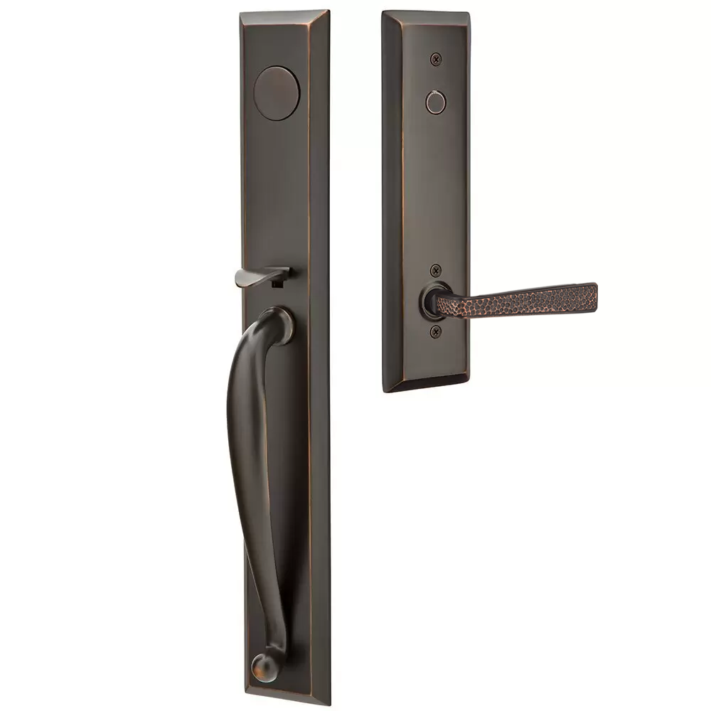 Emtek Jefferson Tubular Entryset Full Length with Hammered Lever