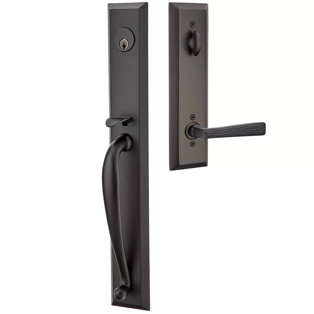 Emtek Jefferson Tubular Entryset Full Length with Hammered Lever