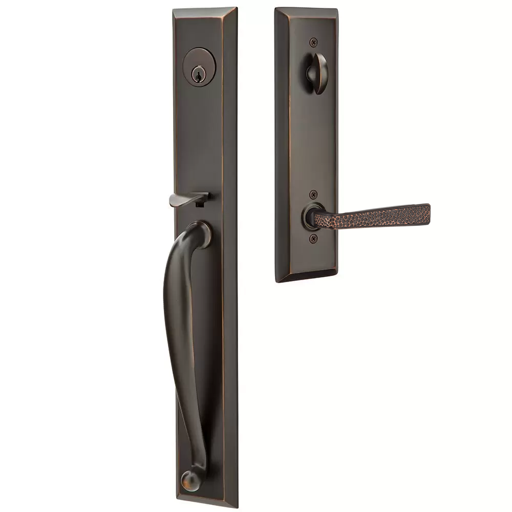 Emtek Jefferson Tubular Entryset Full Length with Hammered Lever