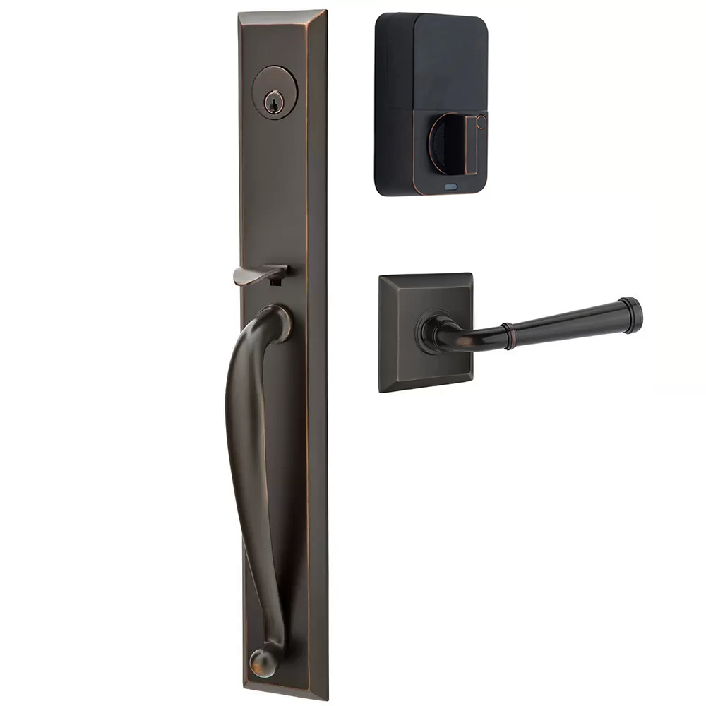 Emtek Jefferson Tubular Entryset Full Length with Merrimack Lever